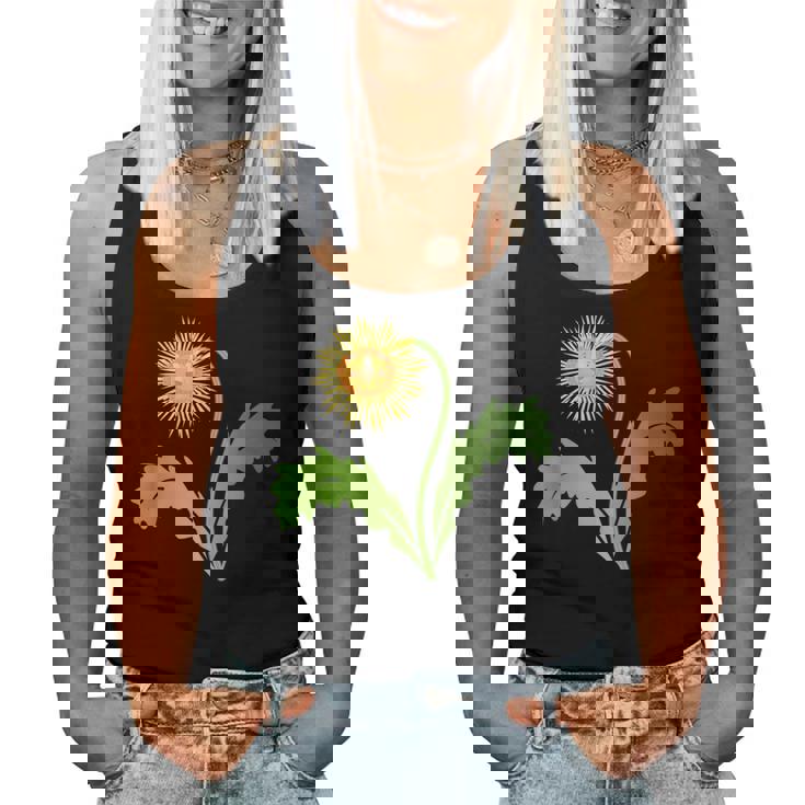 ダンディライオン タンポポ 黄色い花 ライオンの頭 レディースタンクトップ