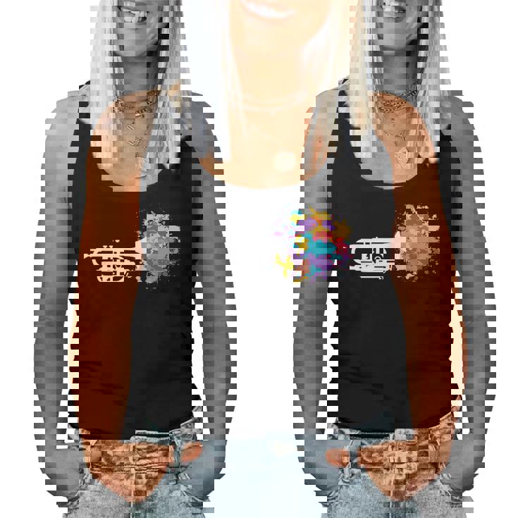 トランペット 女性 男性 音楽 教師 カラフル コルネット コルネティスト レディースタンクトップ