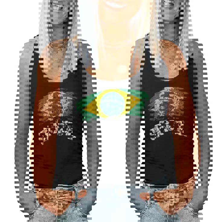 ブラジルの国旗 アンティーク調 ラテン 男性 女性 キッズ ブラジル レディースタンクトップ