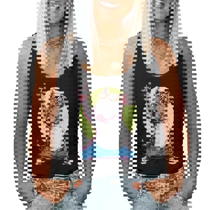 ブルドッグ ロックミュージック 男性 子供 女性 グルービー ブルドッグ レディースタンクトップ