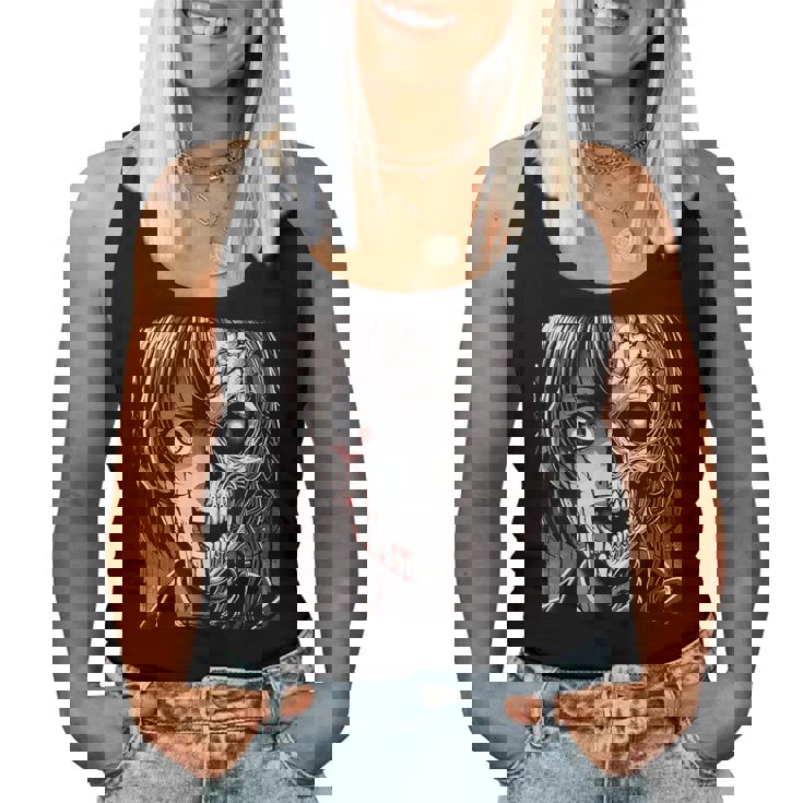 ホラー アニメ 漫画 日本 日本人 不気味 アニメ 女の子 レディースタンクトップ