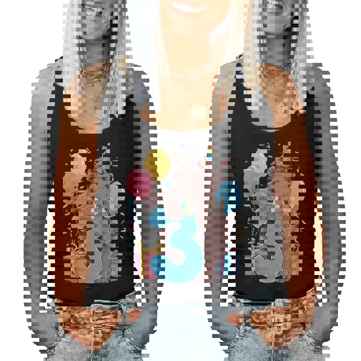 マンモス 3歳の誕生日 男の子 女の子 3歳 3歳 マンモス レディースタンクトップ