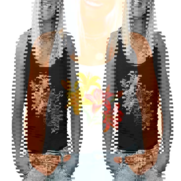 ユリの花 恋人の日 ユリ ホームフラワー ガーデンデザイン レディースタンクトップ