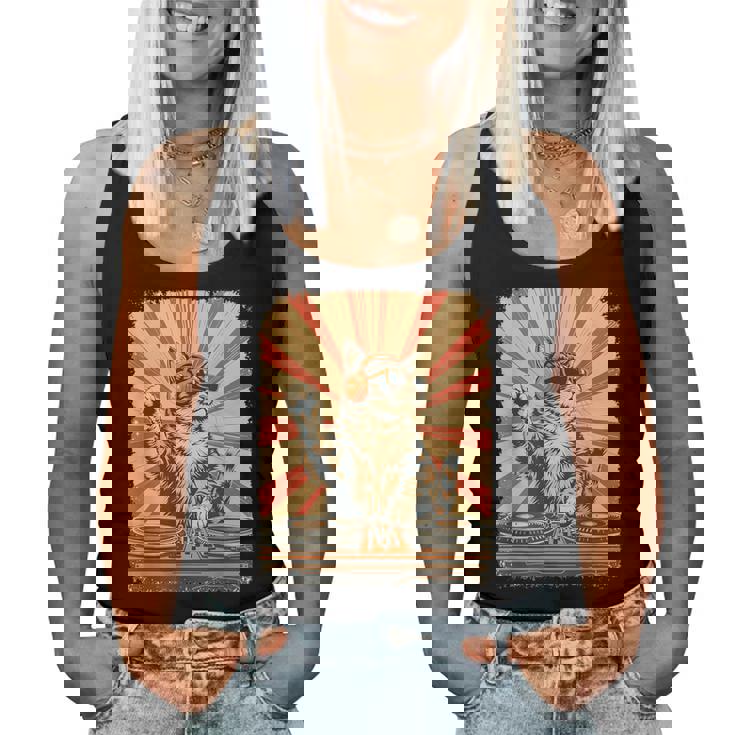 レトロ Dj 猫 ヘッドフォン付き ディスコ 音楽愛好家 男性 女性 キッズ レディースタンクトップ