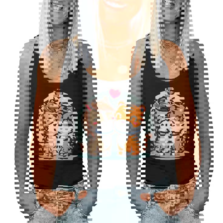 ローの馬と虎を抱きしめる Cuddling Horse And Tiger In Love レディースタンクトップ