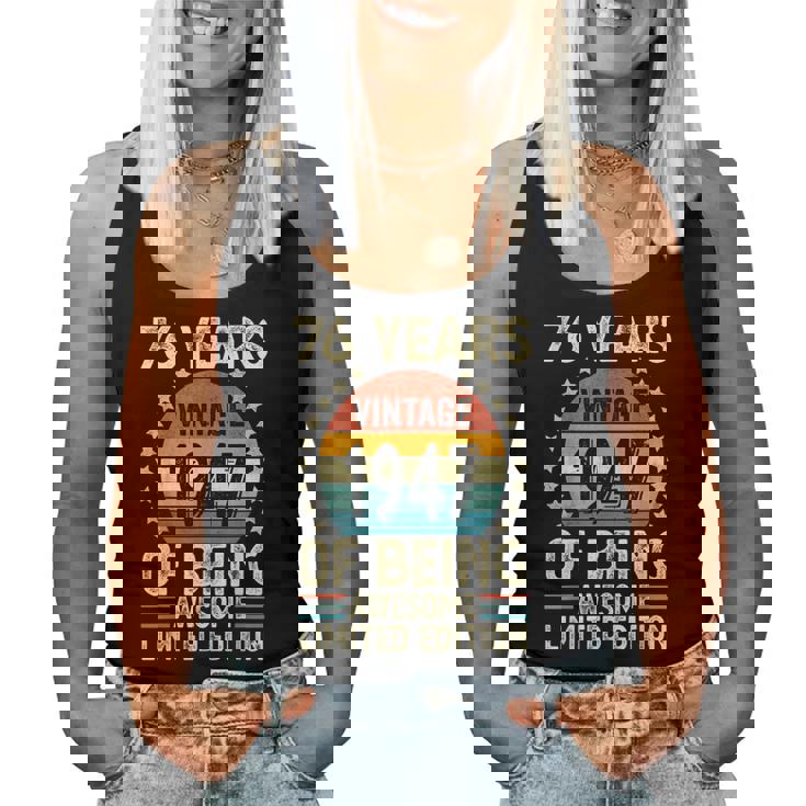 ヴィンテージ 1947 76 歳男性女性面白い誕生日アパレル レディースタンクトップ