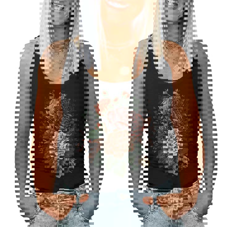 ヴィンテージ 薔薇 花 花 イラスト 花 レディースタンクトップ