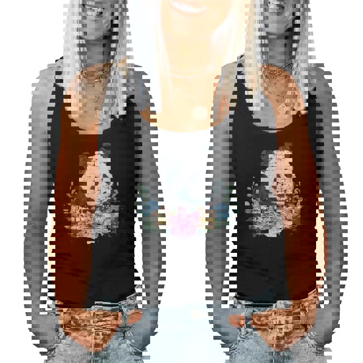 天然花 パンダ アジア動物園 動物 パンダ レディースタンクトップ