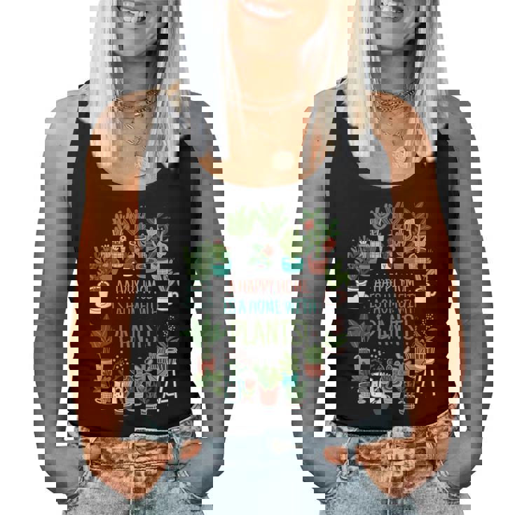 幸せな家は植物のある家です「A Happy Home Is A Home With Plants」- 観葉植物の園芸 レディースタンクトップ