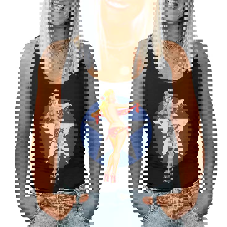 愛国心 ヴィンテージ セクシー ピンナップ 女の子 レディースタンクトップ