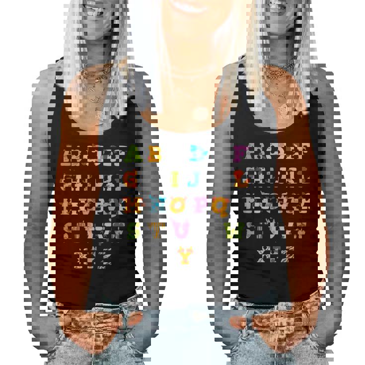 文字 アルファベット 学ぶ Abc 男の子 女の子 Abc 動物 アルファベット レディースタンクトップ