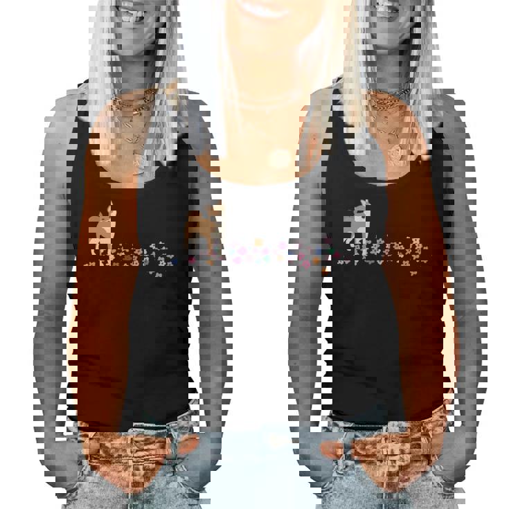 柴 いぬ 柴犬 イラスト おしゃれ シンプル かわいい 花 手描き 手書き 春の色 犬飼い 犬好き 犬柄 長袖tシャツ レディースタンクトップ