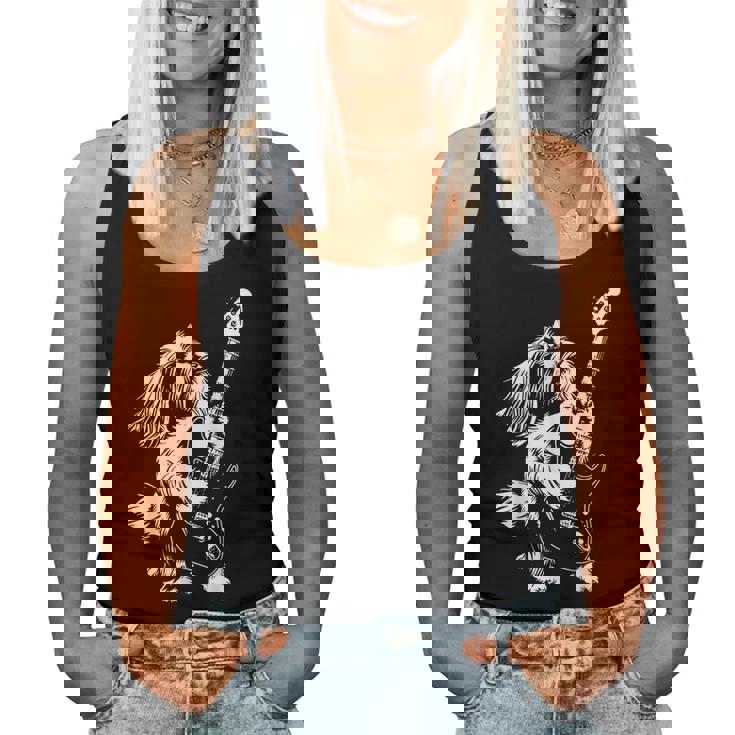 犬 ギタリスト ギター シーズー Dad Mom レディースタンクトップ