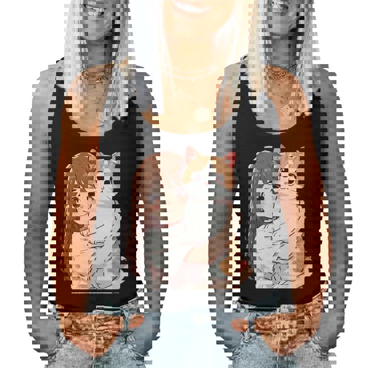 猫と少女 Cat And Girl レディースタンクトップ