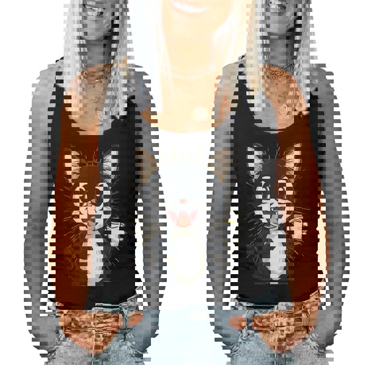 男の子と女の子のための素晴らしい猫のカップ衣装。 レディースタンクトップ