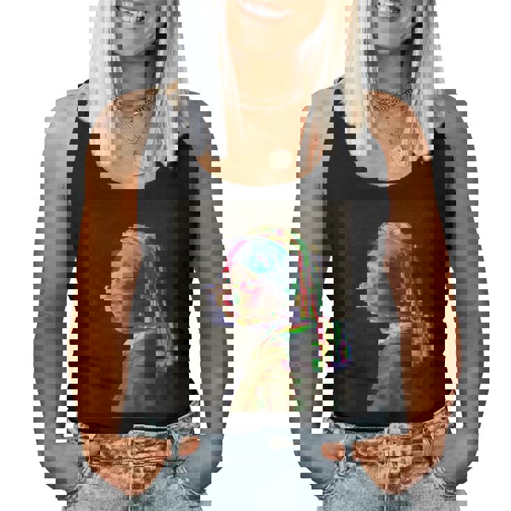 真珠の耳飾りの少女ヨハネスフェルメールグリッチ絵画 Girl With A Pearl Earringermeer レディースタンクトップ