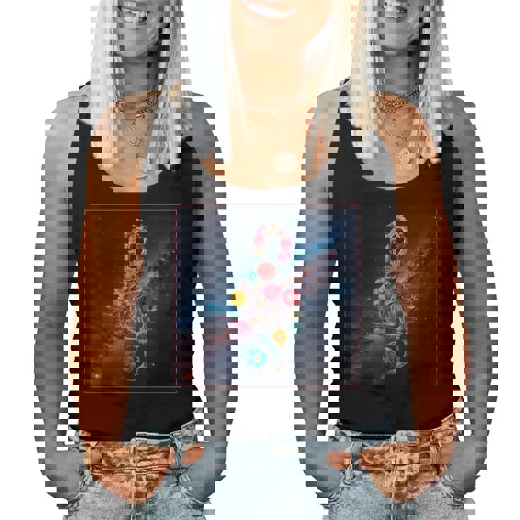 花 高音記号 銀河 宇宙 天の川 レディースタンクトップ