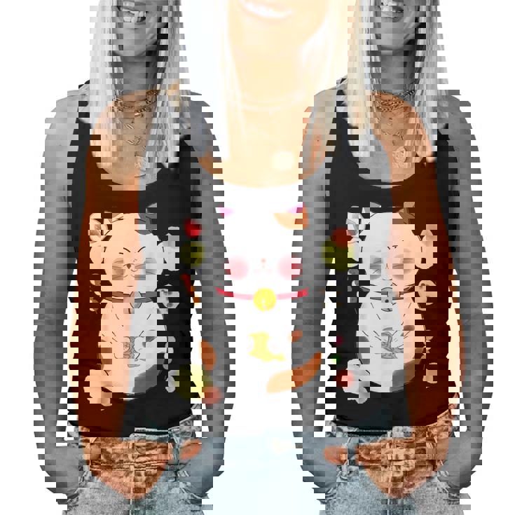 花より団子猫 Cat 猫 メンズ レディース ペット 動物 和風 キャラt レディースタンクトップ