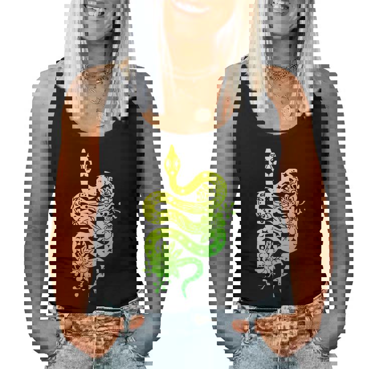 蛇 蛇 花 動物園 日帰り旅行 男性 女性 キッズ レディースタンクトップ