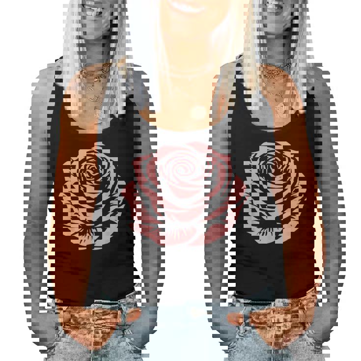 赤 バラ 花 バラの頭 庭 夏 Rose Red Flower Roses レディースタンクトップ