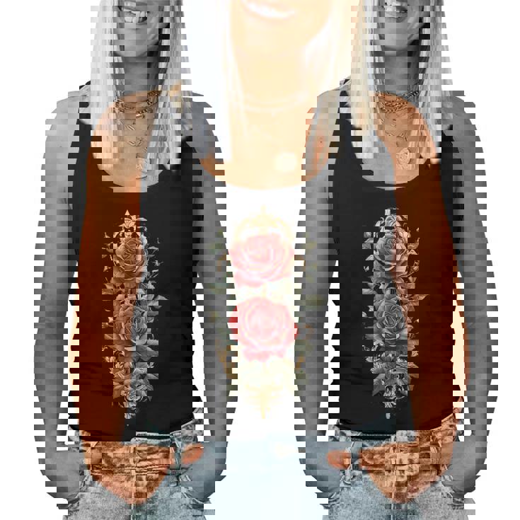 赤いバラ 花 ボタニスト 庭の花 赤いバラ レディースタンクトップ