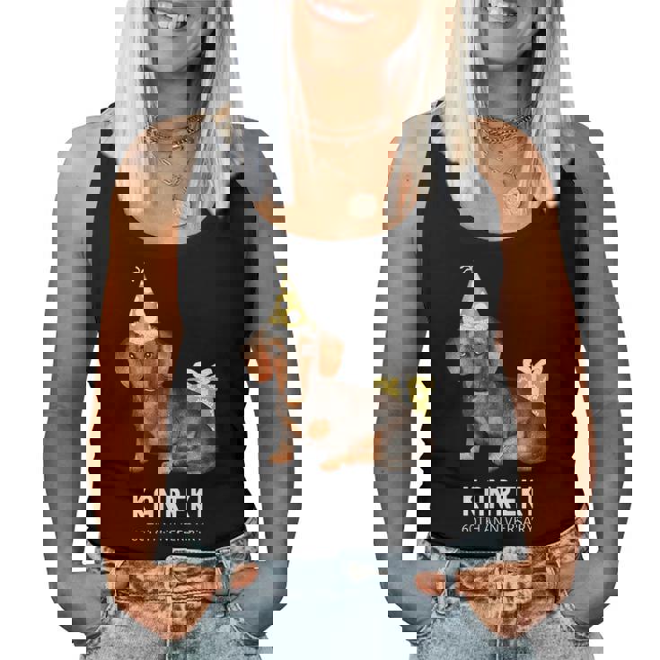 還暦祝い 犬好き 男性 女性 父 母 還暦 お祝い 60歳 かわいい 犬 ダックスフンド おしゃれ 赤色 レディースタンクトップ