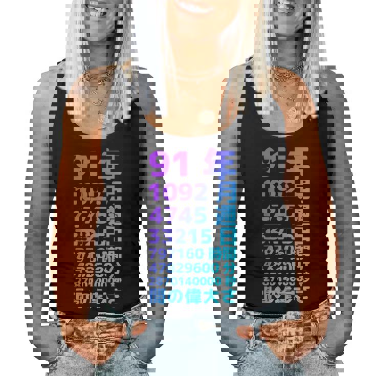 面白い91歳の誕生日の古いメーター 面白い91歳のギフト 女性 男性 面白い電卓 91歳の誕生日のギフト レディースタンクトップ