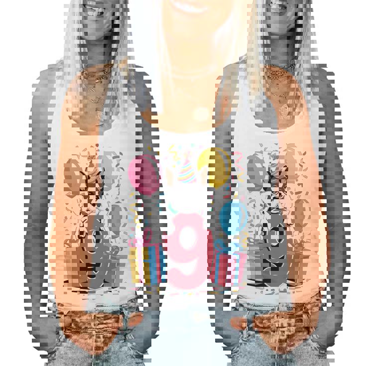 9歳の誕生日 男の子 女の子 9歳 9歳 ボストンテリア 長袖tシャツ レディースタンクトップ