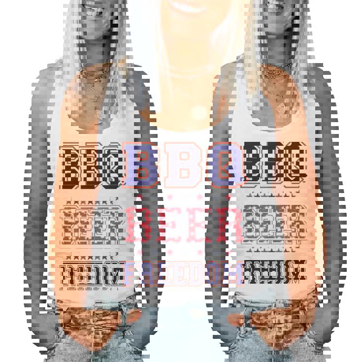 Bbq Beer Freedom レディースタンクトップ