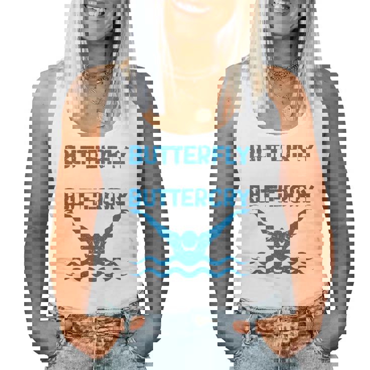Butterfly Butterwhyバタフライバタフライファニー水泳チーム 長袖tシャツ レディースタンクトップ
