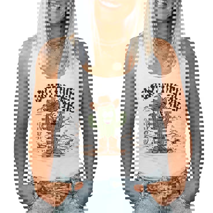 Can't Touch This Cactus Cowboy ウエスタンカートゥーン ユーモア レディースタンクトップ