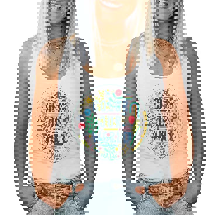 Color Our World Summer Reading 2025 Boho Wildflower Book Women Tank Top