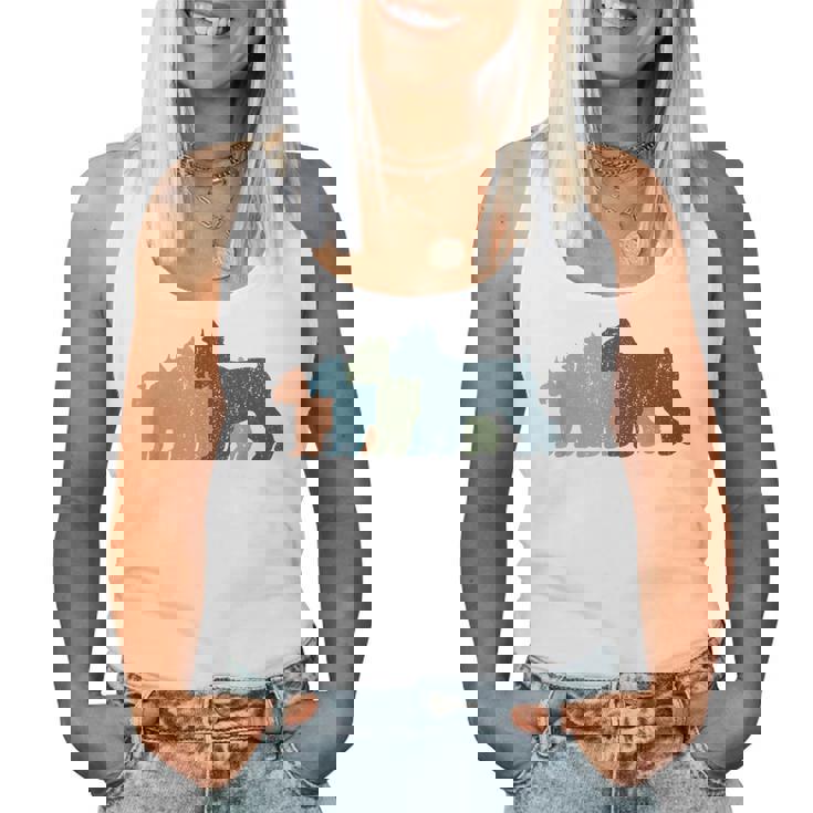 Dog Mom & Dad シルエット ヴィンテージ シュナウザー レディースタンクトップ