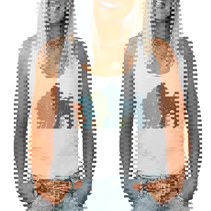 Dog Mom & Dad シルエット ヴィンテージトイプードル レディースタンクトップ