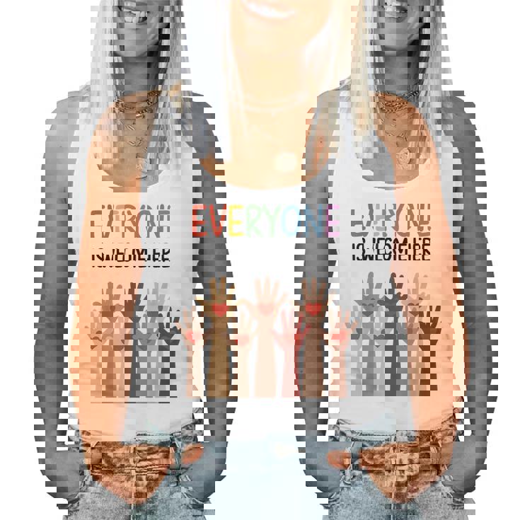 Everyone Is Welcome Here アイダホ 教師 男性 女性 キッズ レディースタンクトップ