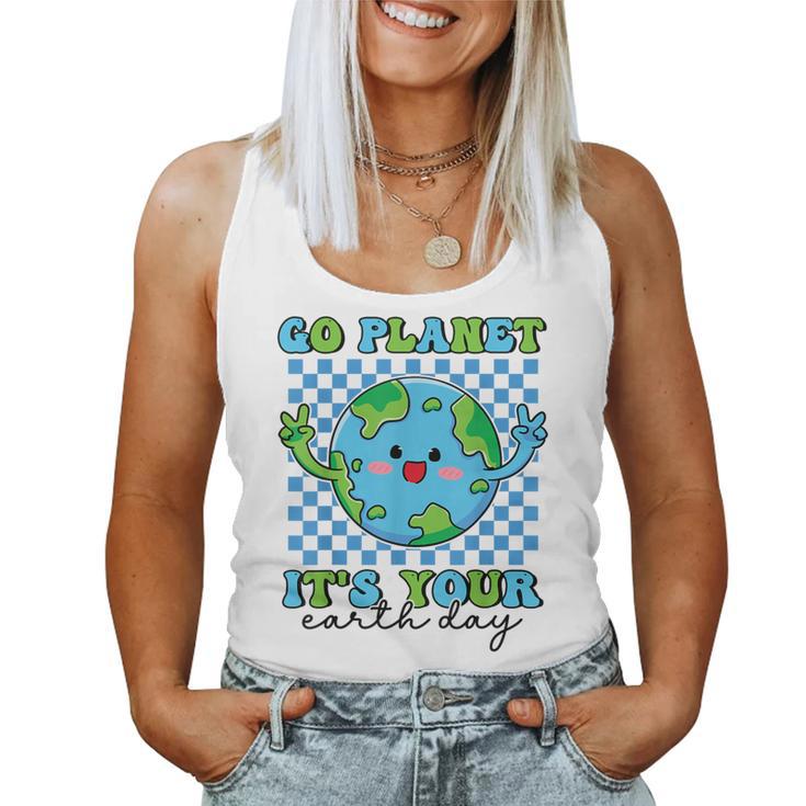 Go Planet It's Your Earth Day Groovy Planet Earth Women Tank Top