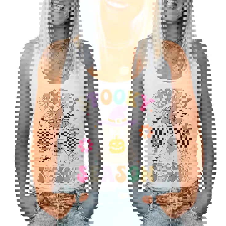 Groovypookyeason レトロ ゴースト 持株 パンプキン ハロウィン レディースタンクトップ