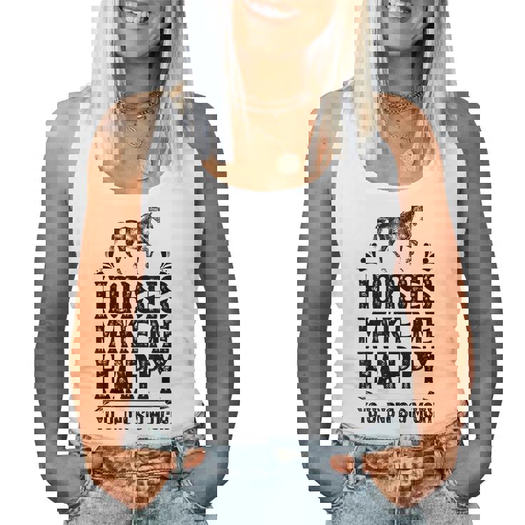 Horses Make Me Happy 楽しい馬愛好家 農家乗馬 レディースタンクトップ