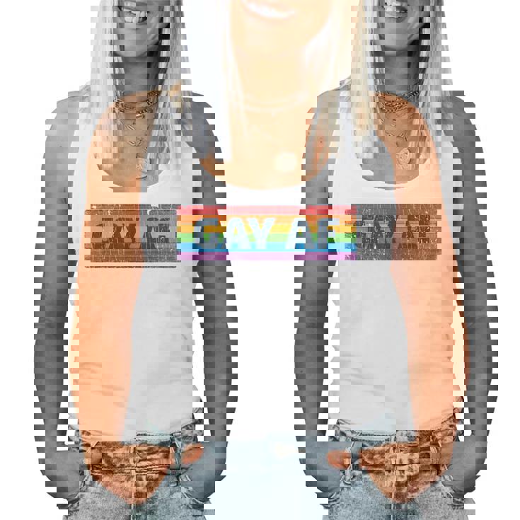 Lgbtq Gay Af Pride Lgbt Ally Rainbow Flag Retrointage レディースタンクトップ