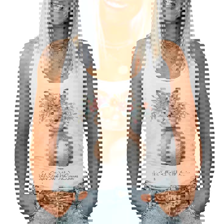 Life Is Better With Bunnies 水彩 ウサギ 花柄 ウサギ レディースタンクトップ