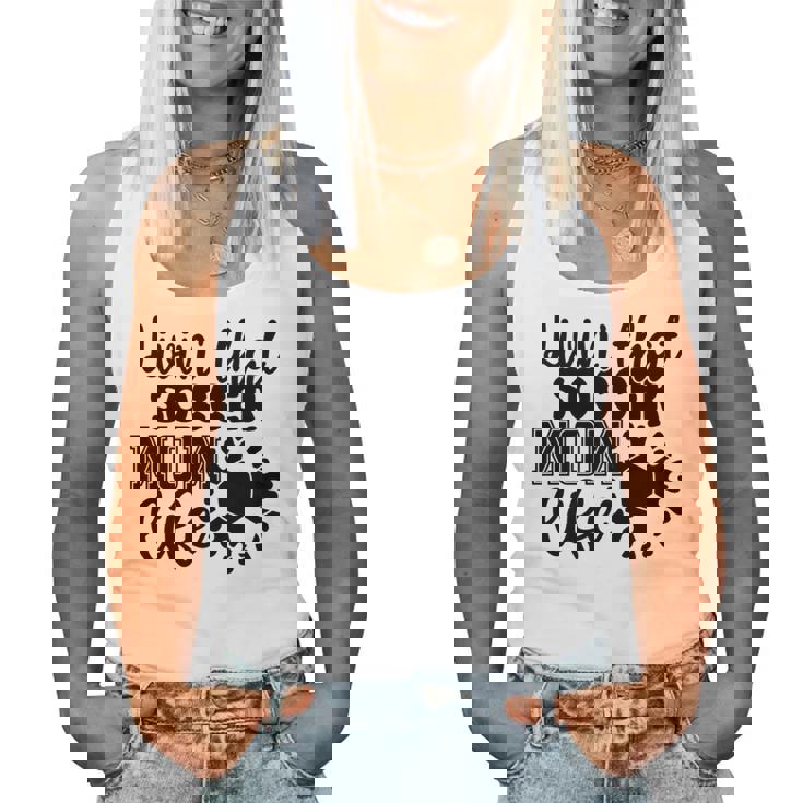 Livin' Thatoccer Mom Life ファニースポーツ 母の日 長袖tシャツ レディースタンクトップ