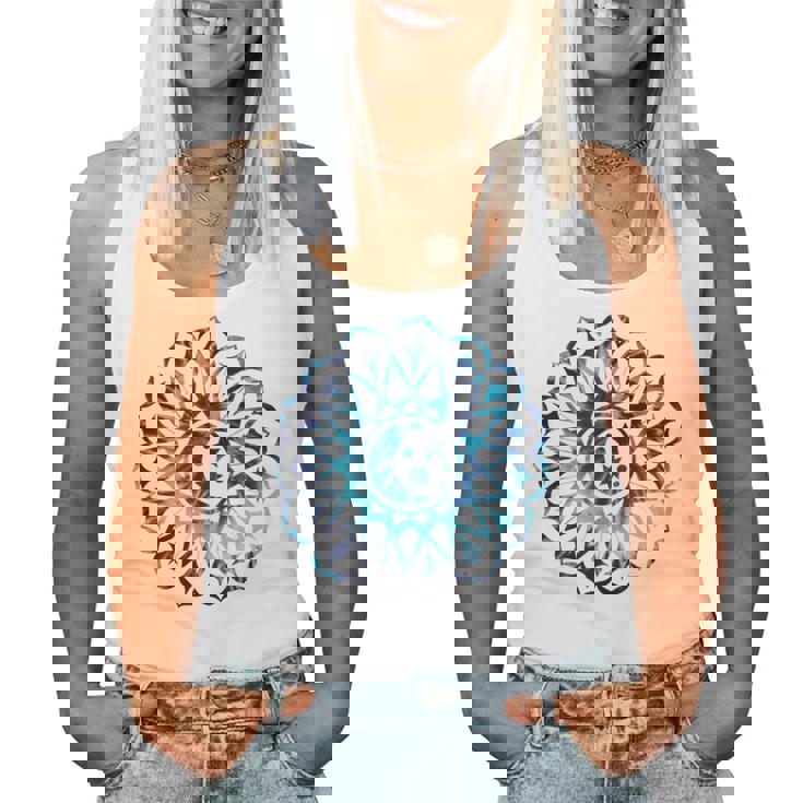 Mandala Luna Estrellas Azul Yoga Budistapiritual Namaste In Mangas Camiseta sin mangas para mujer