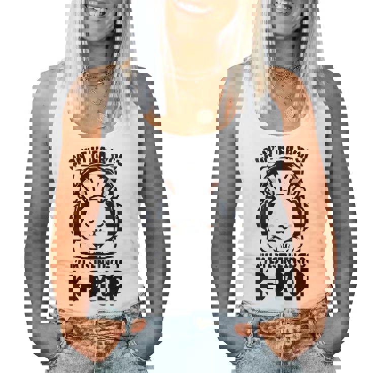 No Puedo Oírte Estoy Escuchando K-Pop Cute Rabbit Kpop Cuello Camiseta sin mangas para mujer