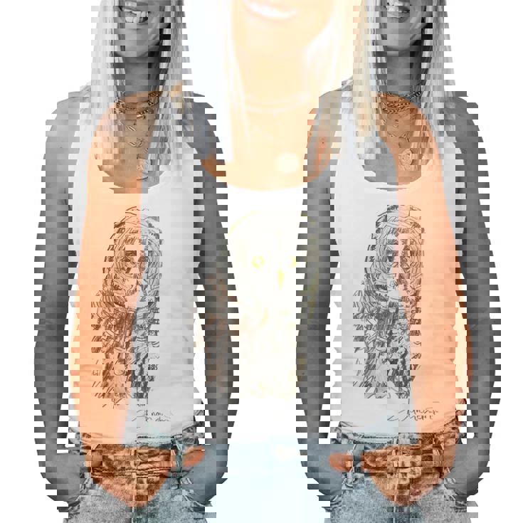 Owl Drawing レディースタンクトップ