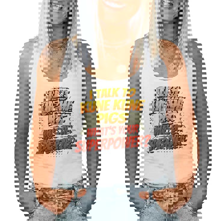 Pig Dad Mom Talkuperpower Kune Kune レディースタンクトップ