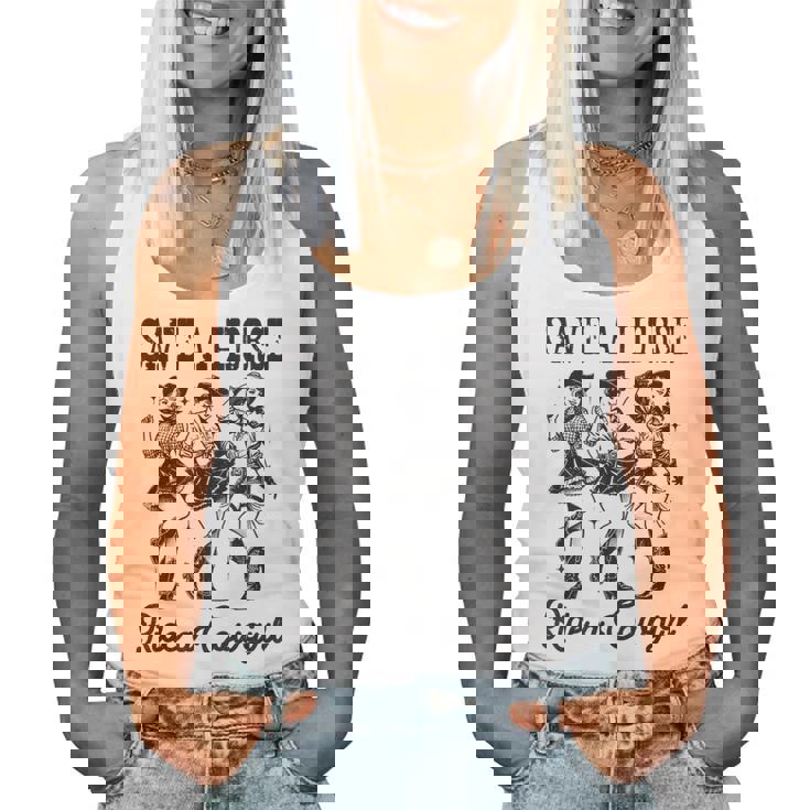 Save A Horse Ride A Cowgirl レトロ ウエスタン ロデオ カントリーガール レディースタンクトップ