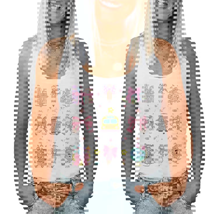 School Pencils And Bows Teacher Bow Coquette Pencil Girls Women Tank Top