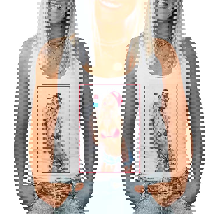 Sexy Girl グラフィックtシャツ セクシーアイスポップピンナップ 3 バックプリント レディースタンクトップ