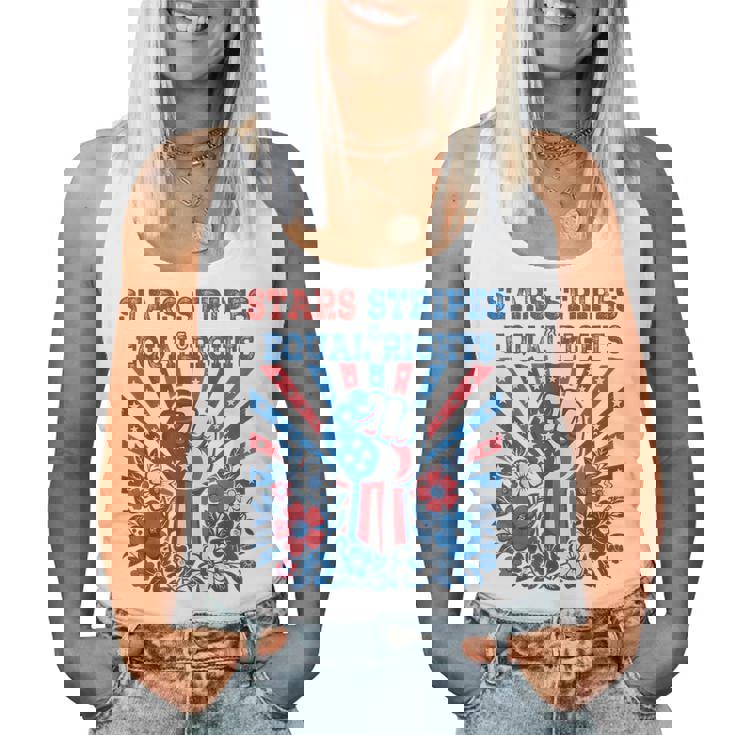 Stars Stripes And Equal Rights 4Th Of July Feminist Floral Women Tank Top