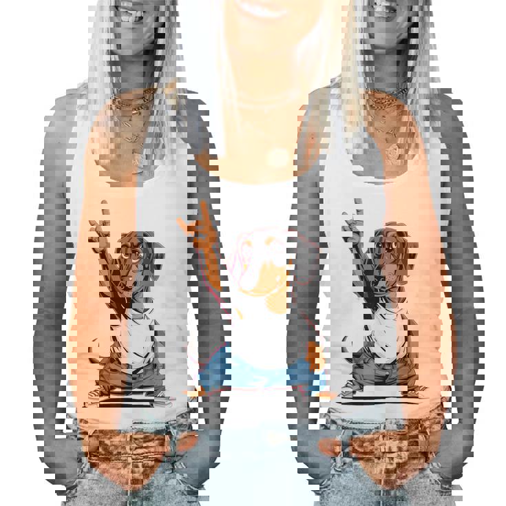 Teckel ロックミュージック 男性 子供 女性 ソーセージ 犬 ダックスフンド レディースタンクトップ